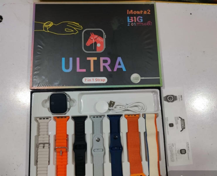 iMounra 2 BIG 2.01 Ultra Smartwatch Random Box | 7 in 1 Strap Multi-Color Bundle | Premium Design & Advanced Features (Random Boxes)