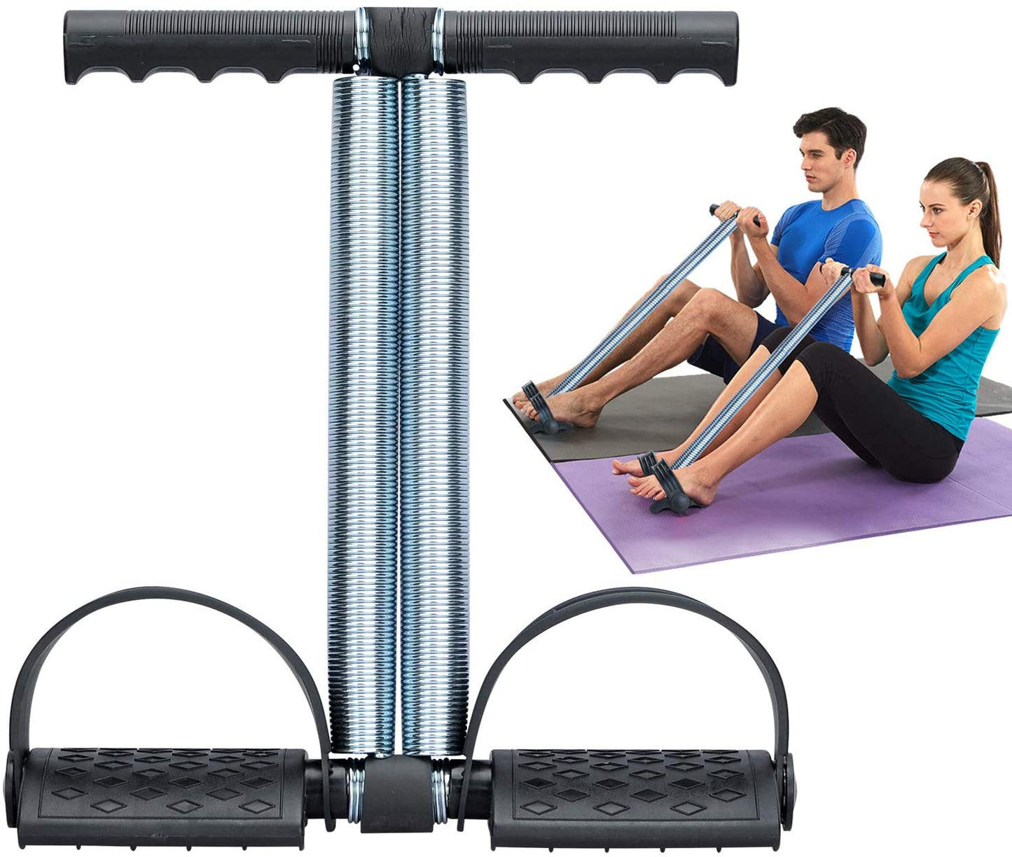 Foot Pedal Resistance Band Elastic Sit-up Pull Rope Yoga Fitness Gym – Elastic Pull Ropes Tummy Trimmer | Spring Tummy Trimmer ( Random Color ) -