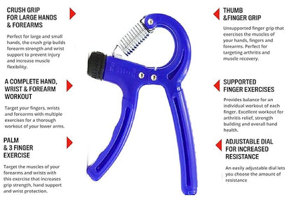 Simple Adjustable Hand Gripper Strengthener – Wrist & Forearm Workout Trainer - Random Color