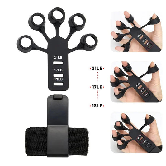Finger Exerciser - Gripster Strengthener Finger Stretcher Hand Gripper Silicone Finger Grip Patient Hand Strengthening Guitar Finger Flexion and Hand Strengthening Extension Exercise Device
