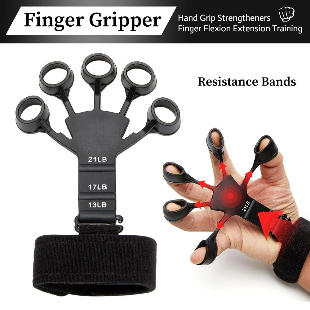 Finger Exerciser - Gripster Strengthener Finger Stretcher Hand Gripper Silicone Finger Grip Patient Hand Strengthening Guitar Finger Flexion and Hand Strengthening Extension Exercise Device