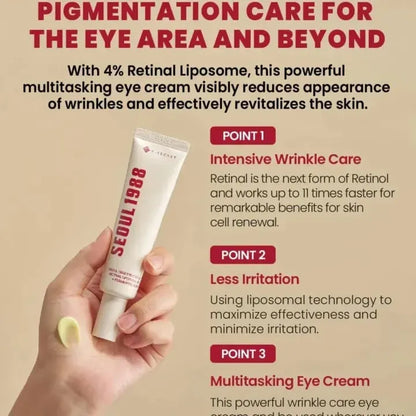 K-SECRET SEOUL 1988 Eye Cream: Retinal Liposome 2% + Fermented Black Bean – Advanced Anti-Aging & Brightening Formula - 30ml