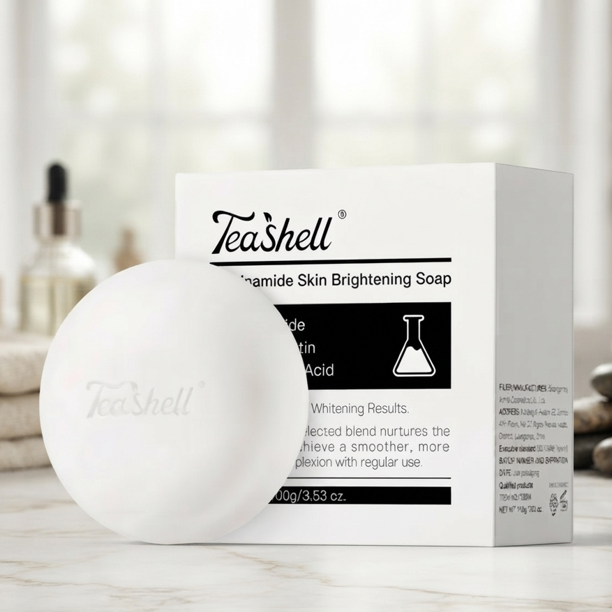 Teashell Niacinamide Skin Brightening Soap - Cleansing Bar Formulated For Daily Skincare Routine And Bright Complexion - 100g