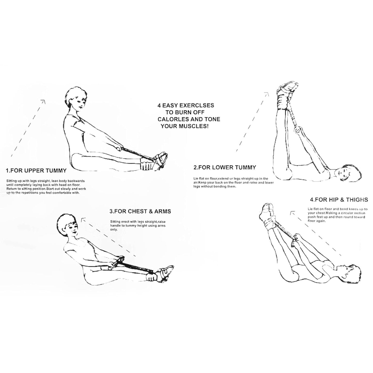 Foot Pedal Resistance Band Elastic Sit-up Pull Rope Yoga Fitness Gym – Elastic Pull Ropes Tummy Trimmer | Spring Tummy Trimmer ( Random Color ) -