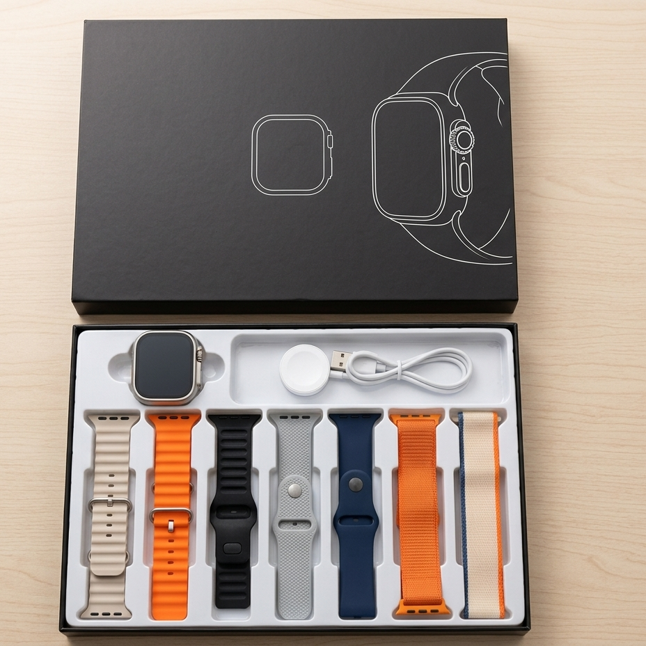 iMounra 2 BIG 2.01 Ultra Smartwatch Random Box | 7 in 1 Strap Multi-Color Bundle | Premium Design & Advanced Features (Random Boxes)