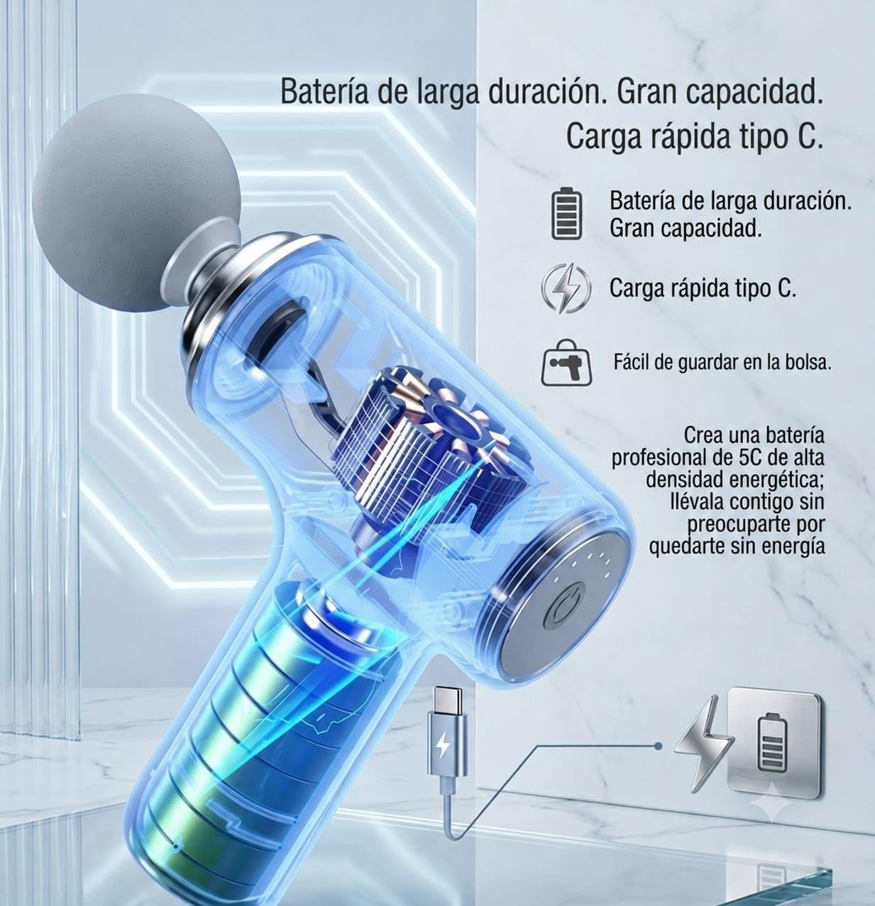 4-in-1 Rechargeable Massage Gun – Multi-Functional Deep Tissue Body Massager with 4 Massage Heads, Type-C Charging & Long Battery Life