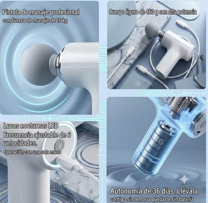 4-in-1 Rechargeable Massage Gun – Multi-Functional Deep Tissue Body Massager with 4 Massage Heads, Type-C Charging & Long Battery Life