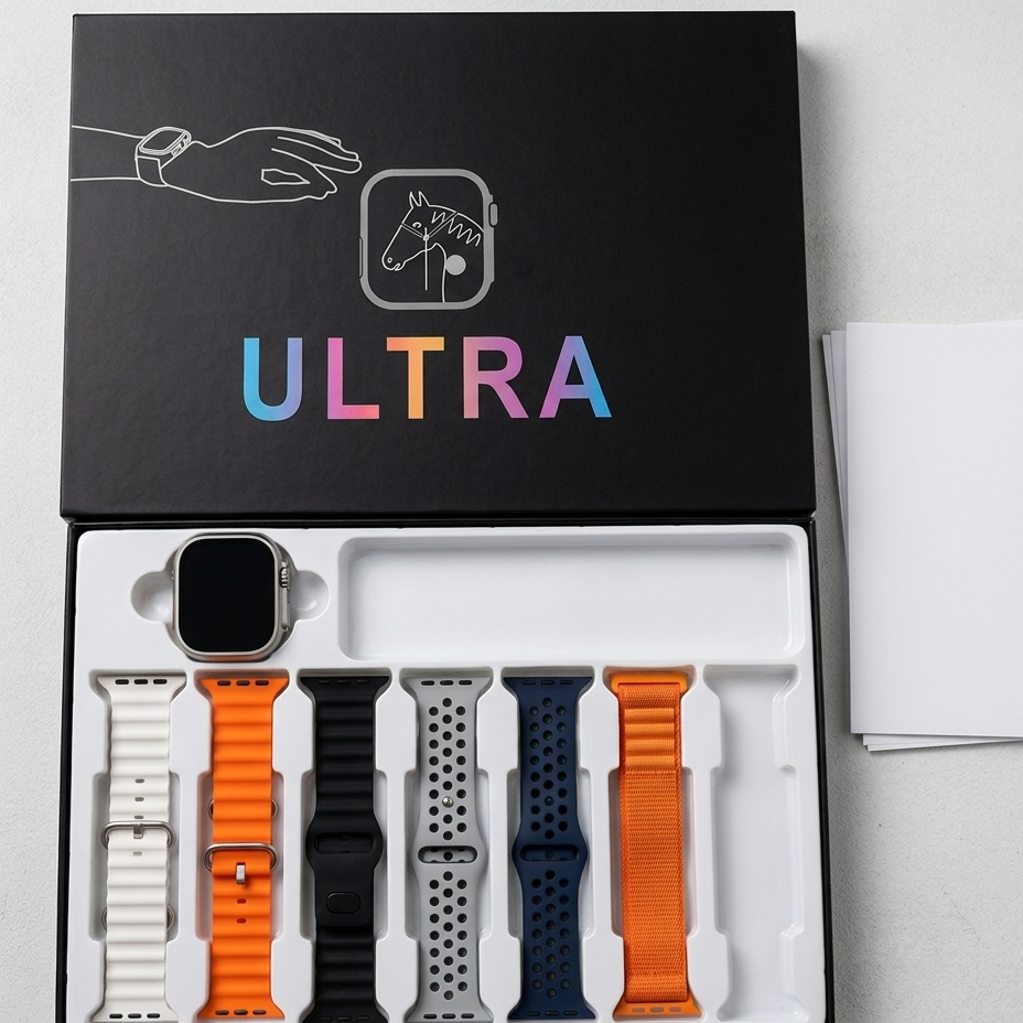 iMounra 2 BIG 2.01 Ultra Smartwatch Random Box | 7 in 1 Strap Multi-Color Bundle | Premium Design & Advanced Features (Random Boxes)