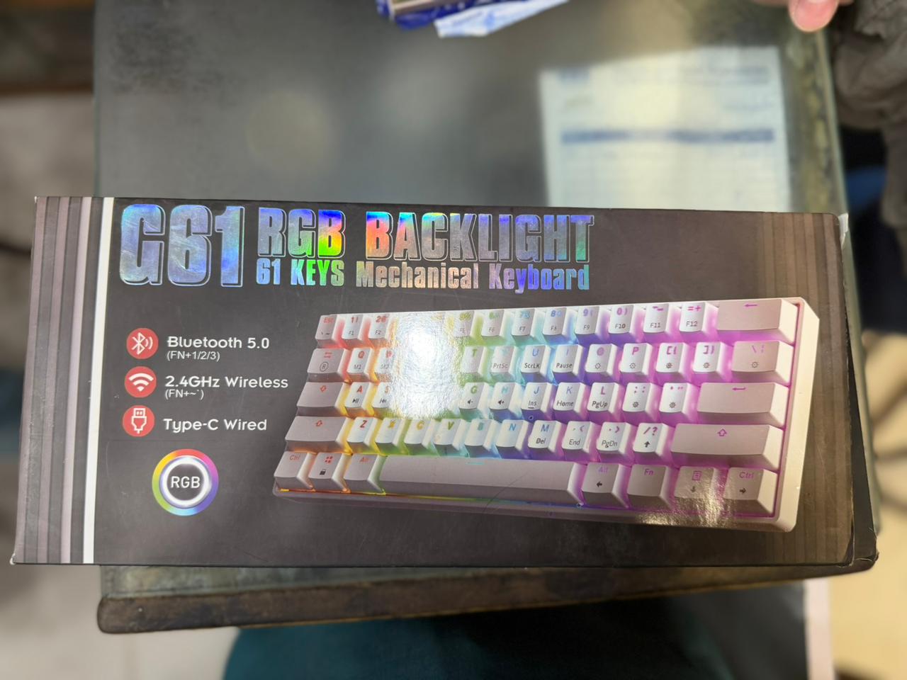 GB1 Ultra-Compact 60% Wireless Mechanical Gaming Keyboard – Triple-Mode Connectivity (2.4GHz/Bluetooth/USB-C), RGB Backlit, 61 Keys Hot-Swappable Pro Gamer Edition (Random color)